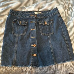 Button up ripped hem skirt